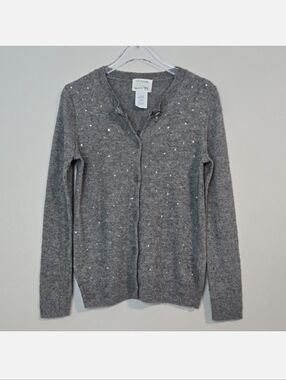 Crewcuts (J. Crew) Grey Wool Blend Cardigan W/ Crystals, Size 6-7 ~ EUC